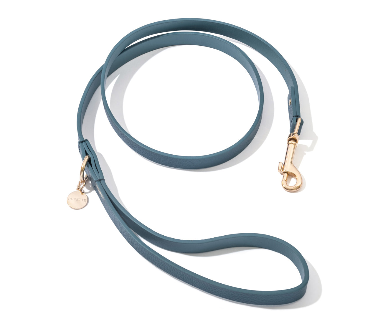 Luxe Leather Dog Lead - Steel Blue