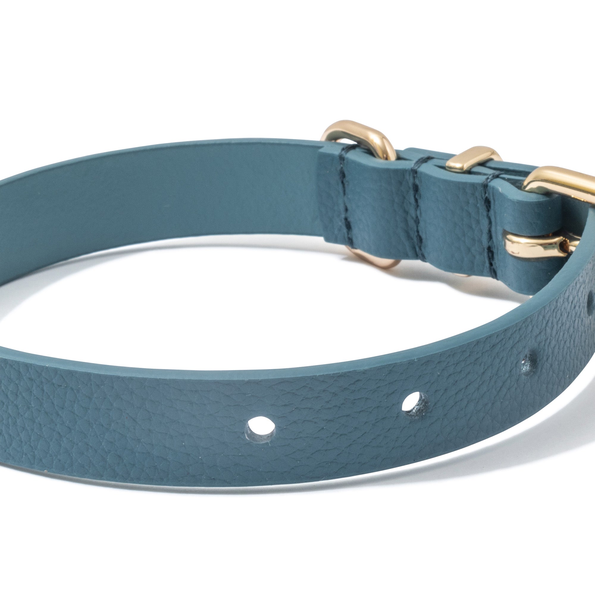 Luxe Leather Dog Collar - Steel Blue